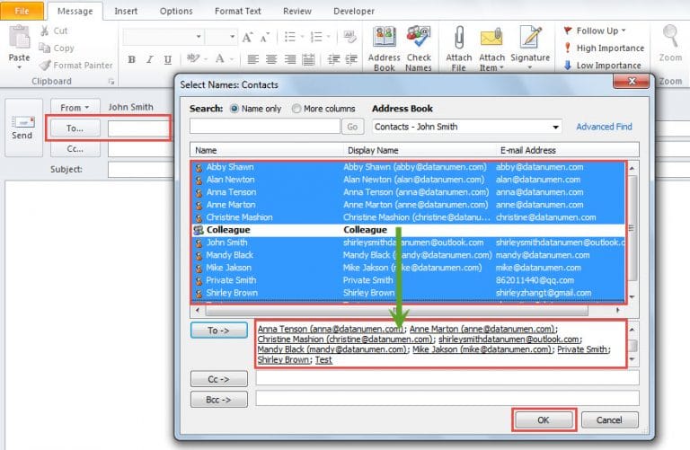 How to Clear or Add Contacts to Outlook List