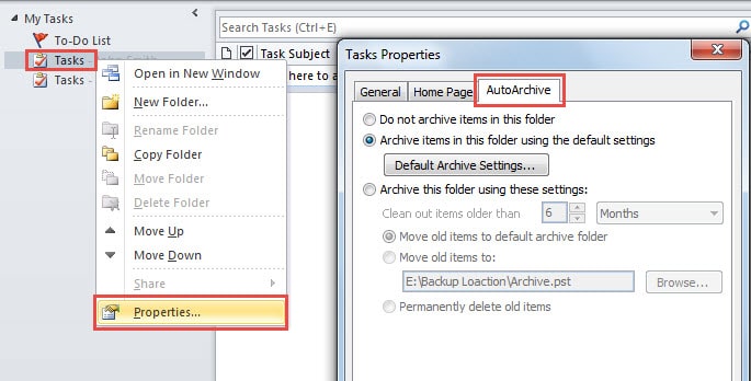 Auto Archive a Task Folder