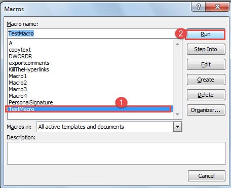 Choose Macro ->Click "Run"