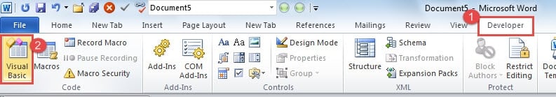 Click "Developer" then Click "Visual Basic"