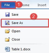 Click "File" ->Click "Save As"