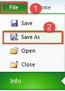 Click "File" ->Click "Save As"