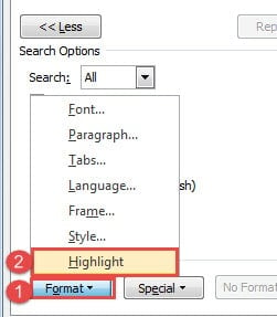 Click "Format" ->Click "Highlight"