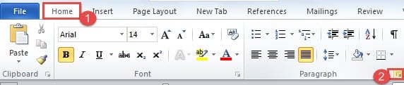 Click "Home" ->Click "Paragraph" Button
