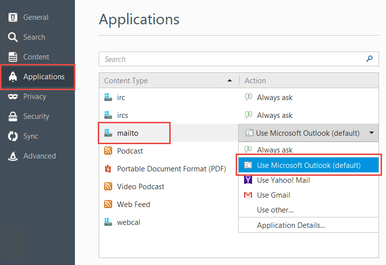 Configure Mailto Protocol in Firefox