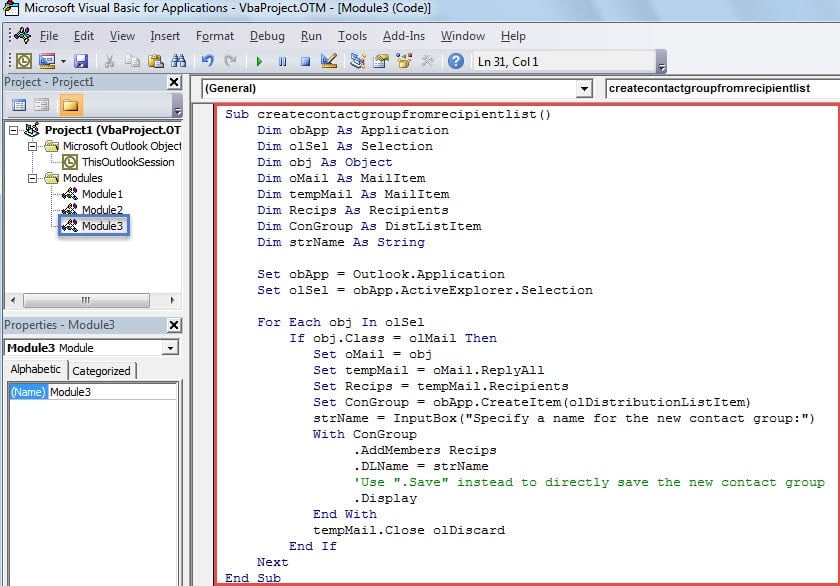 Copy the VBA Codes into the New Module