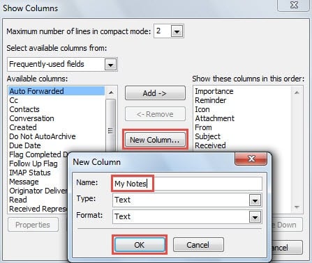 Create a Notes Column