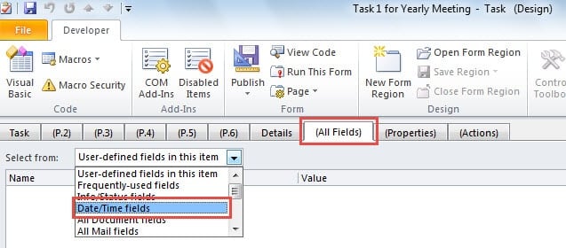 Date/Time Fields