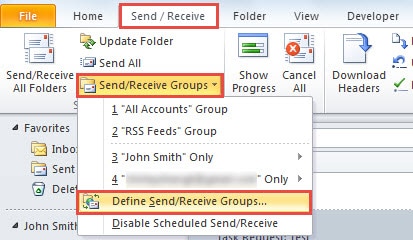 Define Send/Receive Groups