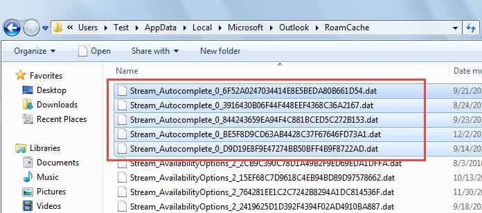 Delete AutoComplete DAT Files in RoamCache Folder