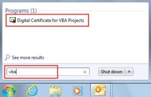 Digital Certificates for VBA Projects