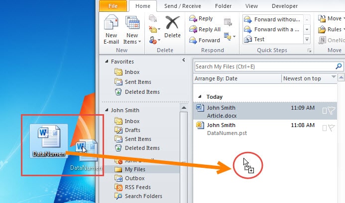 Drag and Drop the Files to the Outlook Mailbox