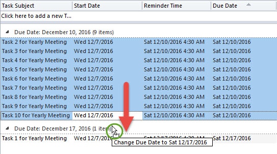Drag the Tasks to The Group in Desired Due Date
