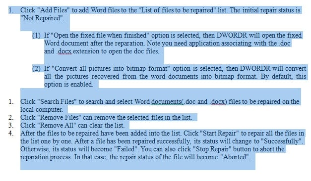 Effect of Converting Only a Selection