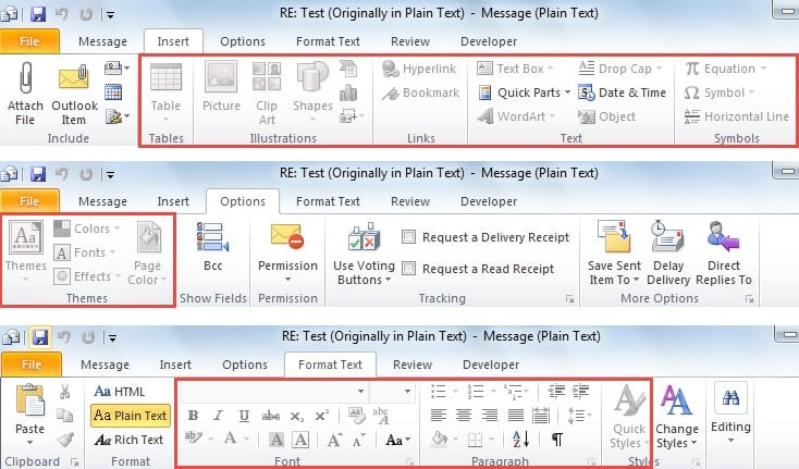 how to convert plain text to html in outlook 2010