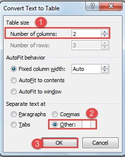 Input Column Number ->Choose "Other" ->Type a Space ->Click "OK"