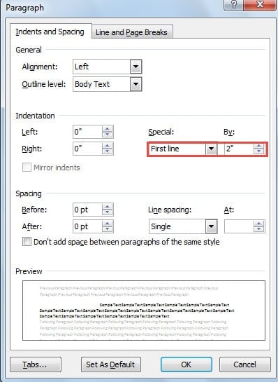 Large Indentation Value