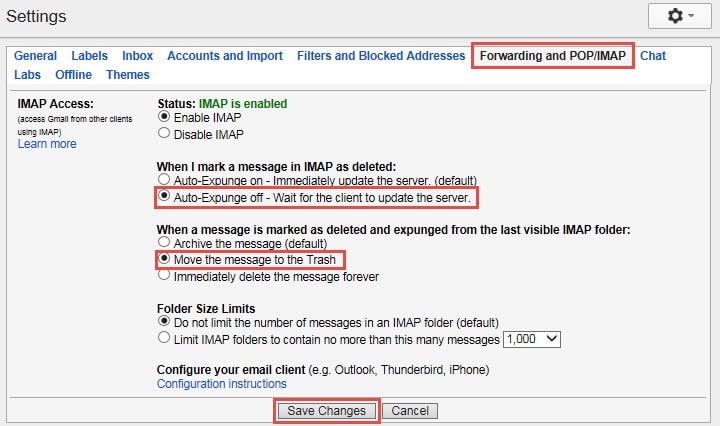 Change Gmail Settings