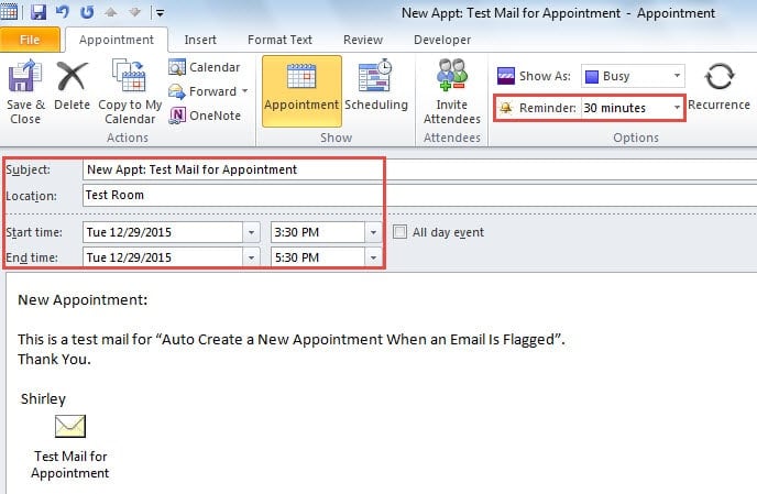 How to Auto Create a New Appointment When an Email Is ...