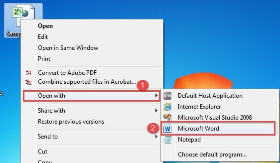 Right Click on the File ->Choose "Open with" ->Choose "Microsoft Word"