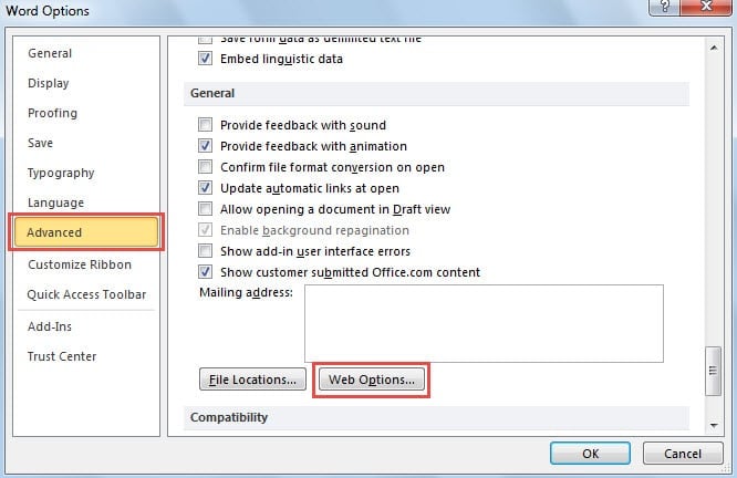 Change the Default Font in Web Options of Word