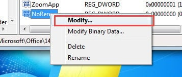 Right Click -> Choose "Modify"