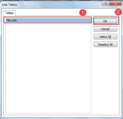 Select The Table To Link