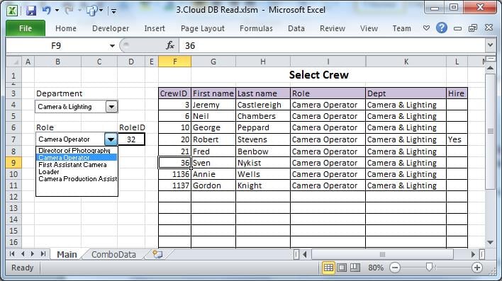 The Role Combo Box Triggers A Search To Populate The Table