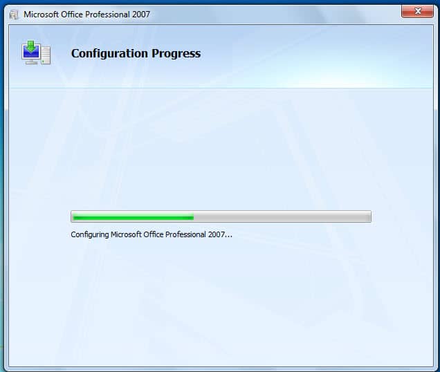 Window of "Configuration Progress"