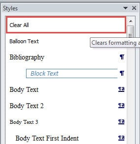 Click "Clear All"