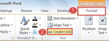 Click "Format" ->Click "Create Link"