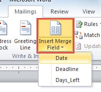 Click "Insert Merge Field"->Choose Field One by One