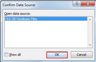 Click "OK" to Confirm Data Source