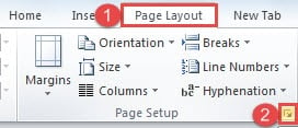 Click "Page Layout" ->Click the Expand Button