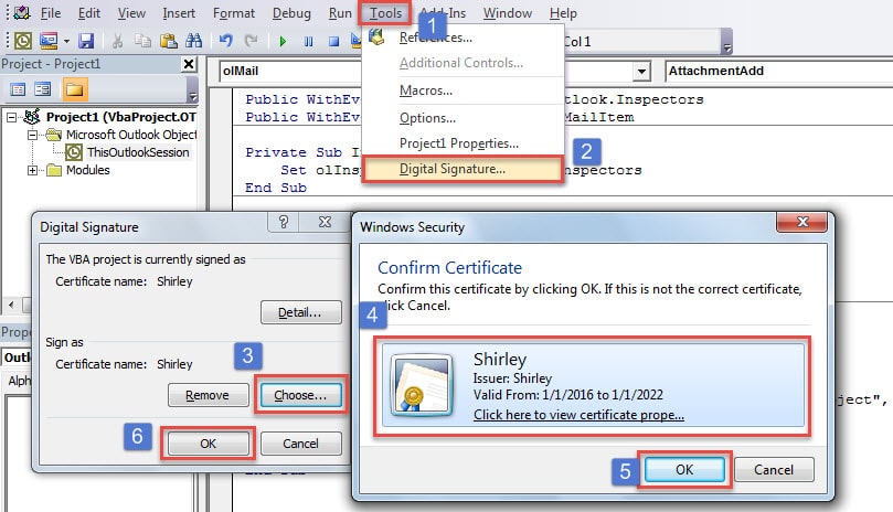 Digitally Sign the Current Macro