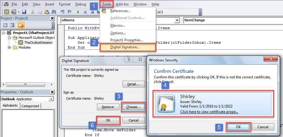 Digitally Sign the Current Macro