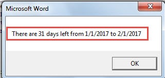Message Box Showing the Difference between Dates