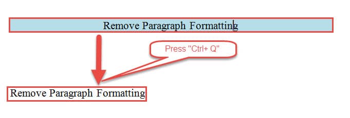 Press "Ctrl+ Q" to Remove Paragraph Formatting