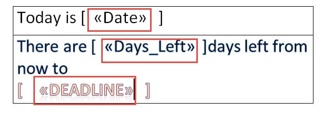 Results of Inserting Fields