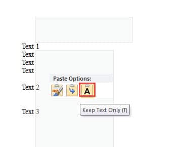 Right Click on the New Document ->Choose "Keep Text Only"
