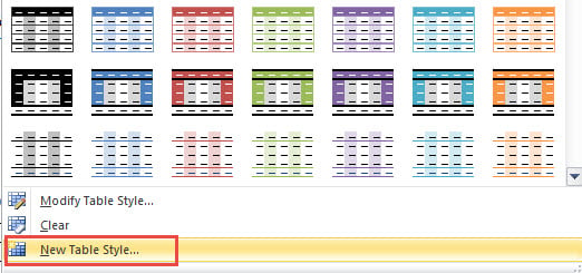 Choose "New Table Style"