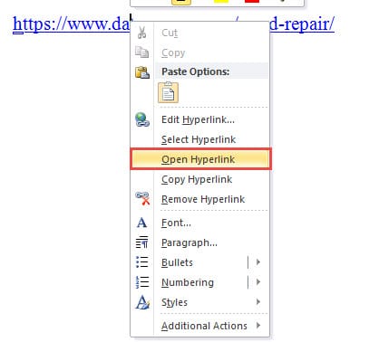 Choose "Open Hyperlink"