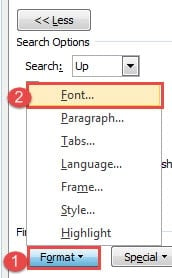 Click "Format"->Choose "Font"