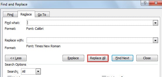 Click "Replace All"