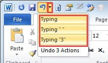 Click "Undo"->Select All Actions