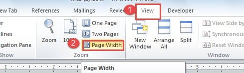 Click "View"->Click "Page Width"
