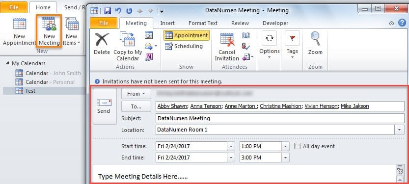 Compose & Save a Meeting Invitation