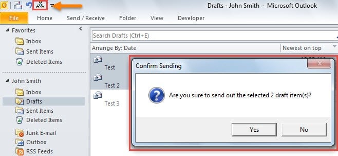 Confirm Sending Selected Drafts