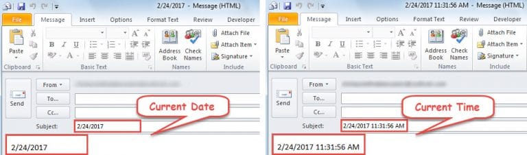 How to Auto Insert Current Date or Time into Email Subject or Body with ...