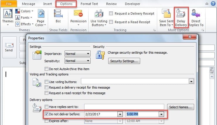 Delay Delivery for Emails